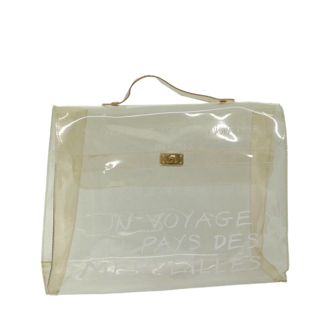 HERMES Vinyl Kelly Hand Bag Vinyl Clear